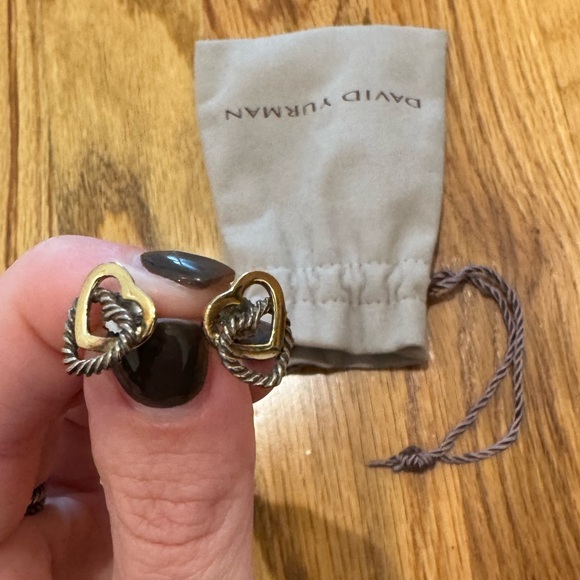 David Yurman Sculpted Cable Heart earrings in sterling silver and 18k yellow - Picture 1 of 2